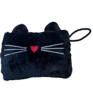 Black Cat Plush Kitty Muff with Red Heart Nose